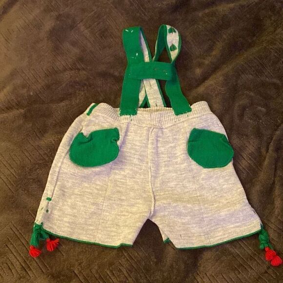 Vintage unisex Child Forest Whimsical handmade Shortalls Suspenders overalls 24/ - Picture 1 of 2
